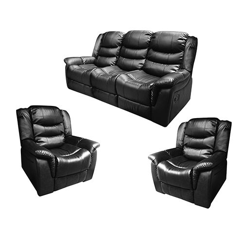 AVON  Black Recliner Sofa 3+1+1 Seater Couch
